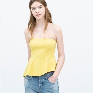 ZARA Seamed Peplum Strapless Top